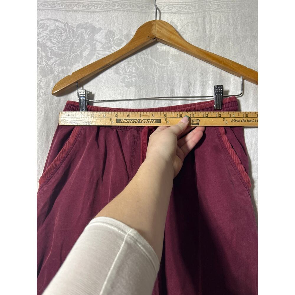 Saturday Sunday Anthropologie Wide Leg Pants Small Burgundy Chambray - Picture 4 of 11
